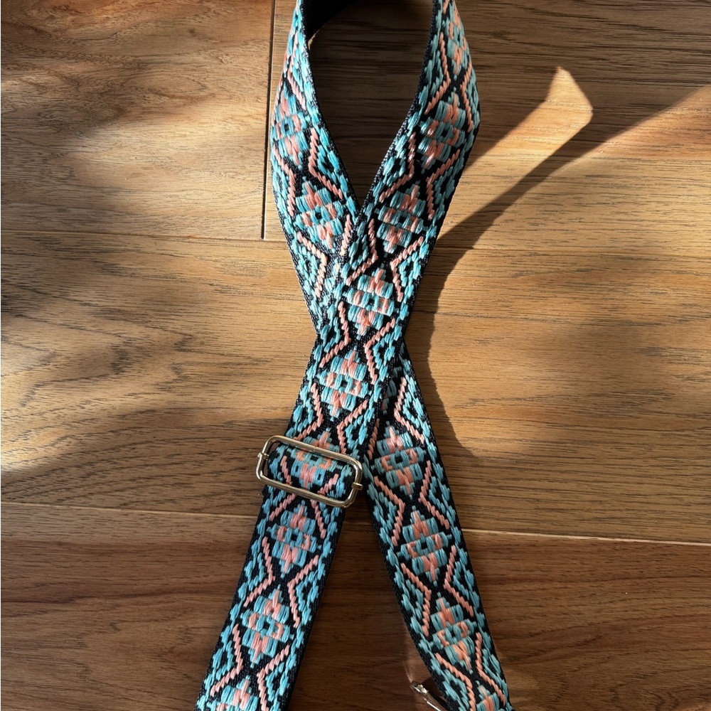 Woven Patterned Strap in Blue and Pink